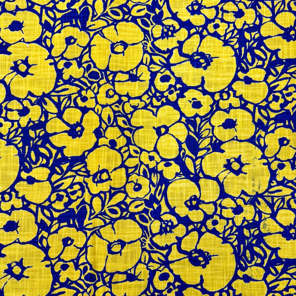 12 YDS - Vintage 1960s Poppy Linen Fabric | 44.5" W | Psychedelic Mid Century